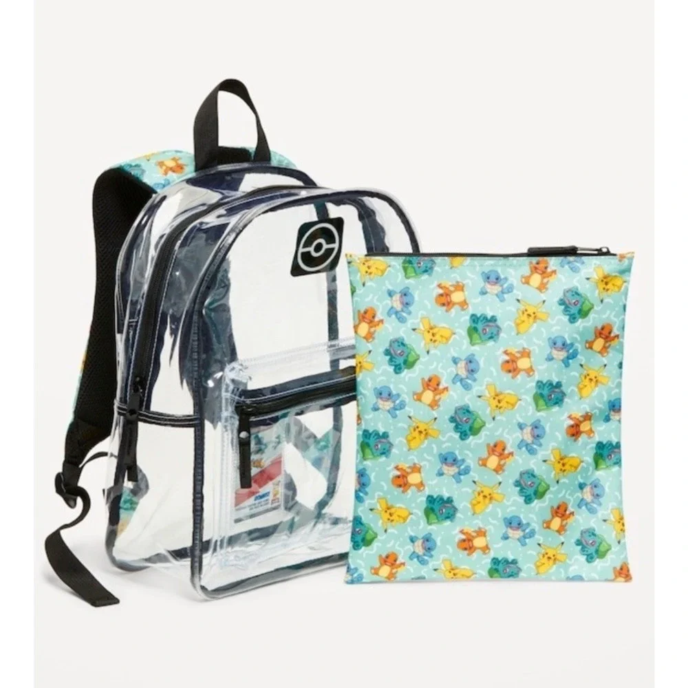 Clear See Thru‎ backpack Pokemon Pouch Stadiums School Pack Cards festival